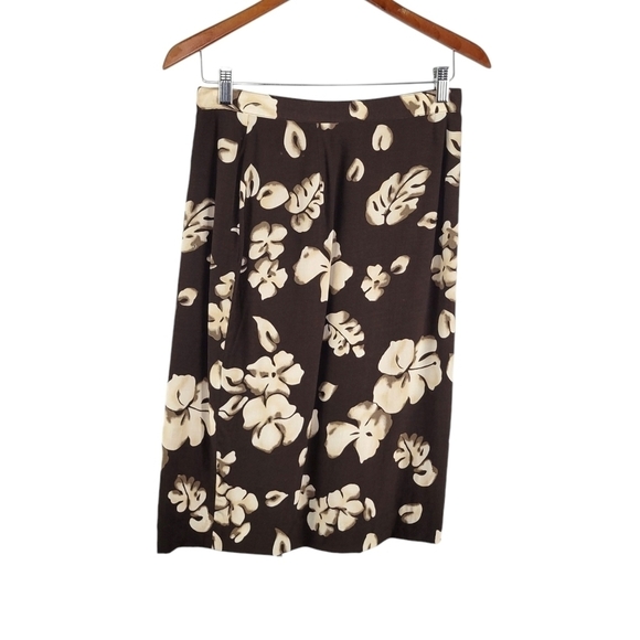 Vintage Sassco Brown Floral A-Line Knee Length Wrap Skirt Women's 10- 28" Waist - Picture 4 of 10